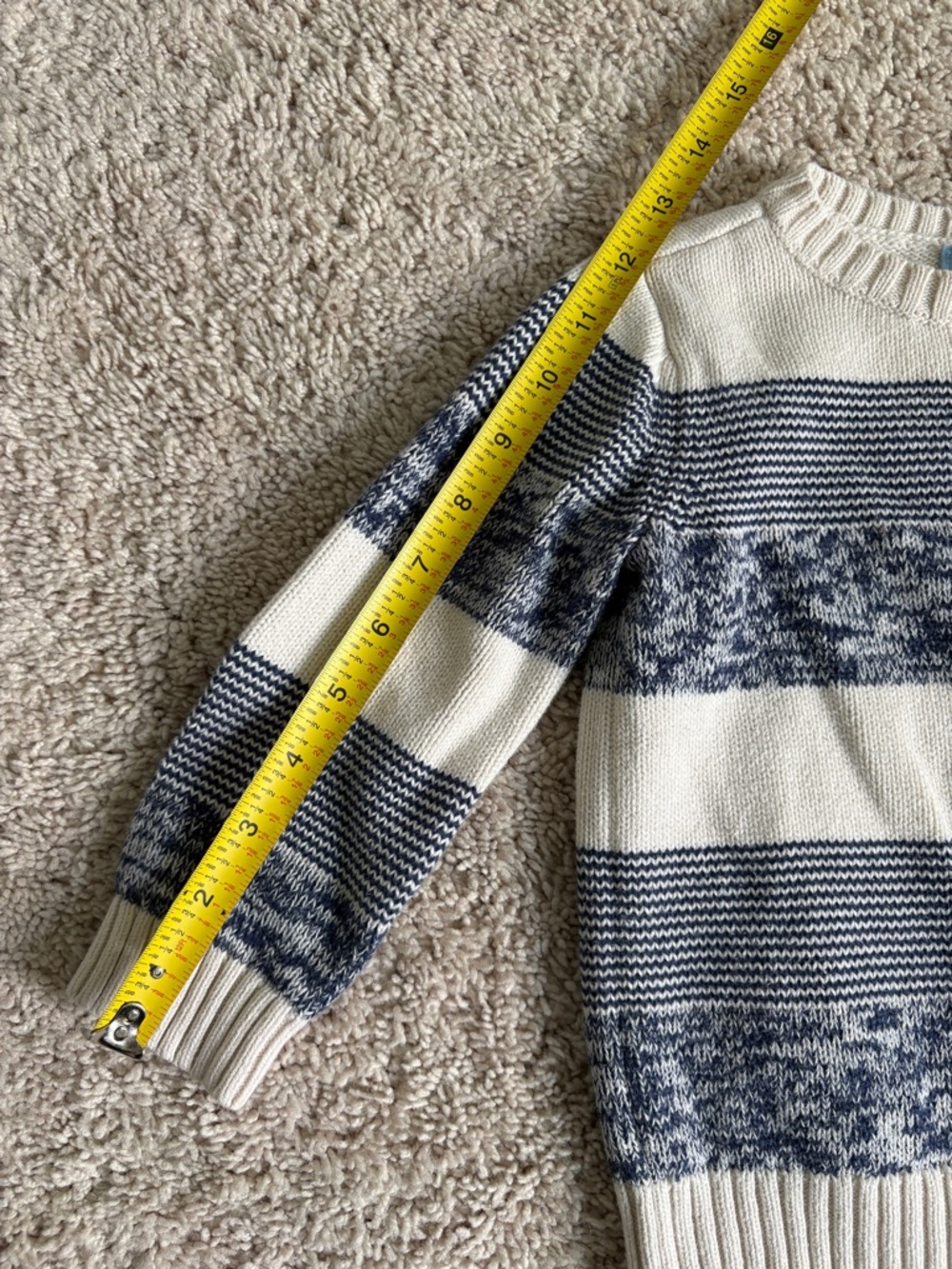 Baby GAP 2T Cream and Navy Striped Crew Neck Sweater 100% Cotton - Picture 8 of 10